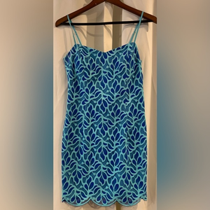 Lilly‎ Pulitzer Blue Floral Lace Cocktail Dress Size 4